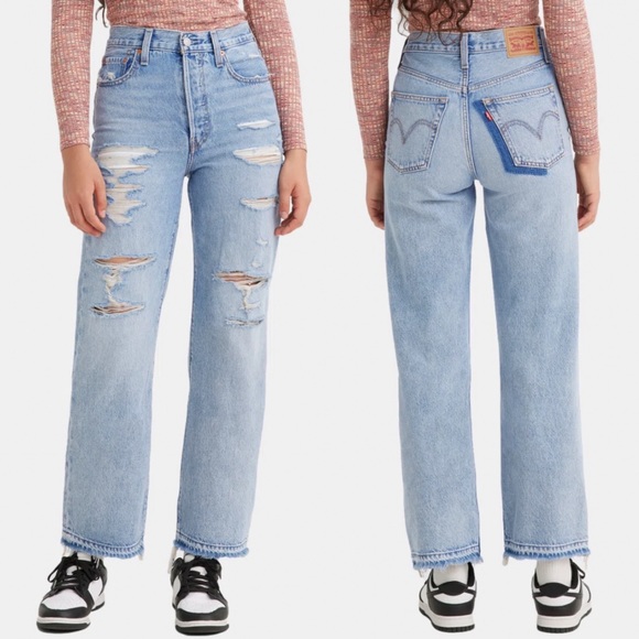 Levi's | Jeans | Nwt Levis Ribcage Straight Ankle Distressed Frayed ...